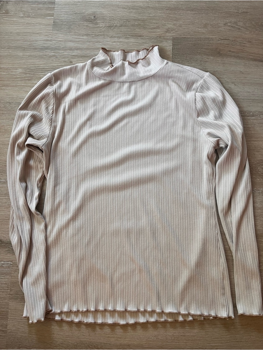 Ann Taylor Petite Women's Ribbed Mock Neck Top - Cream